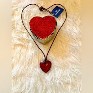 Large Crystal Heart Pendant on adjustable knotted leather cord
